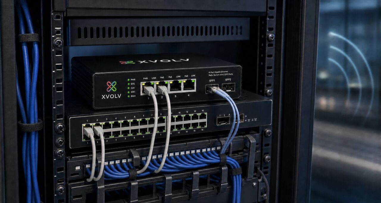 XVOLV Link appliance in a comms rack
